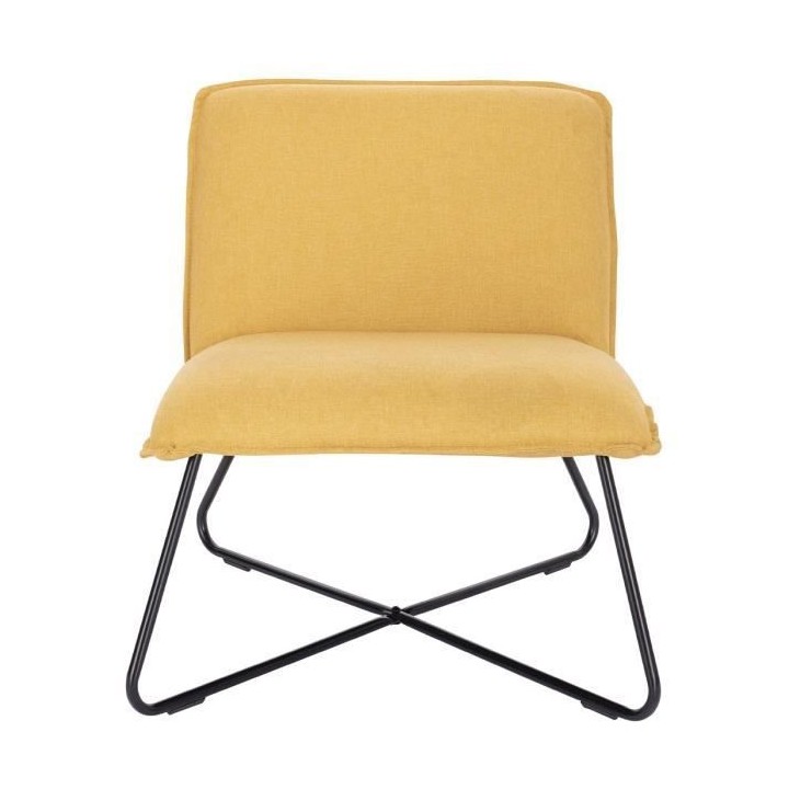 Fauteuil bas IVO - Tissu jaune - Style contemporain - L 63 x P 75 x H