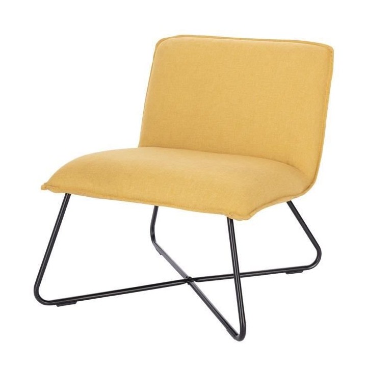 Fauteuil bas IVO - Tissu jaune - Style contemporain - L 63 x P 75 x H