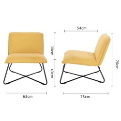 Fauteuil bas IVO - Tissu jaune - Style contemporain - L 63 x P 75 x H 70 cm