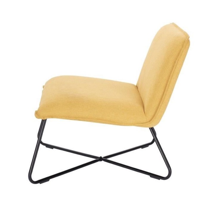 Fauteuil bas IVO - Tissu jaune - Style contemporain - L 63 x P 75 x H