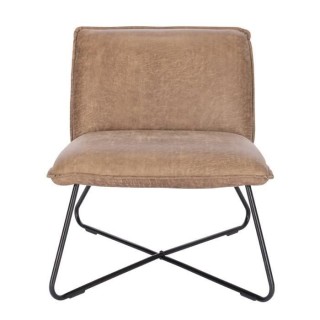 Fauteuil bas IVO - Tissu marron - Style contemporain - L 63 x P 75 x H