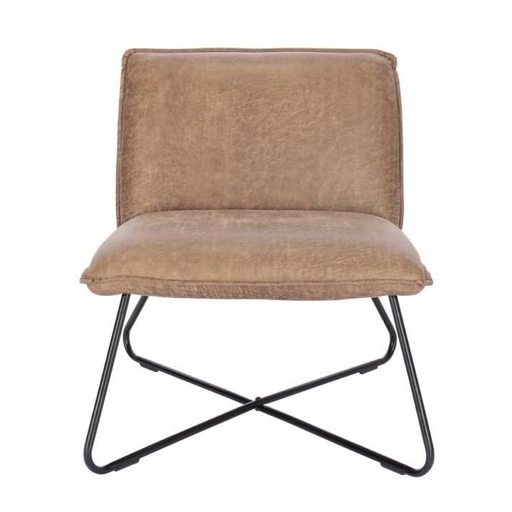 Fauteuil bas IVO - Tissu marron - Style contemporain - L 63 x P 75 x H