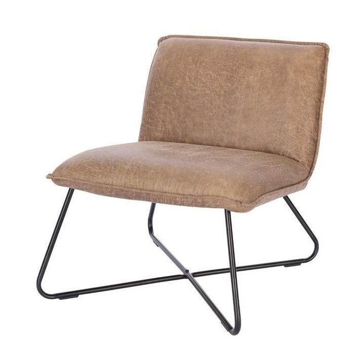 Fauteuil bas IVO - Tissu marron - Style contemporain - L 63 x P 75 x H