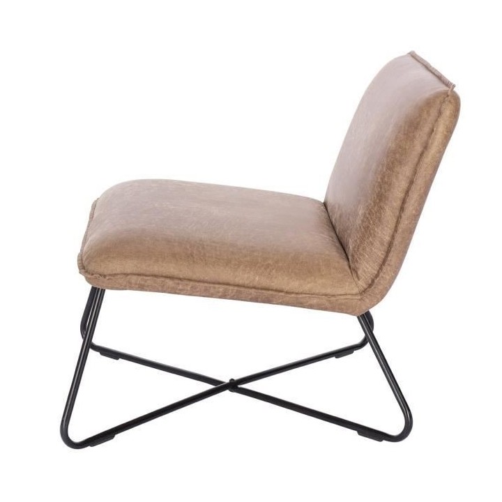 Fauteuil bas IVO - Tissu marron - Style contemporain - L 63 x P 75 x H