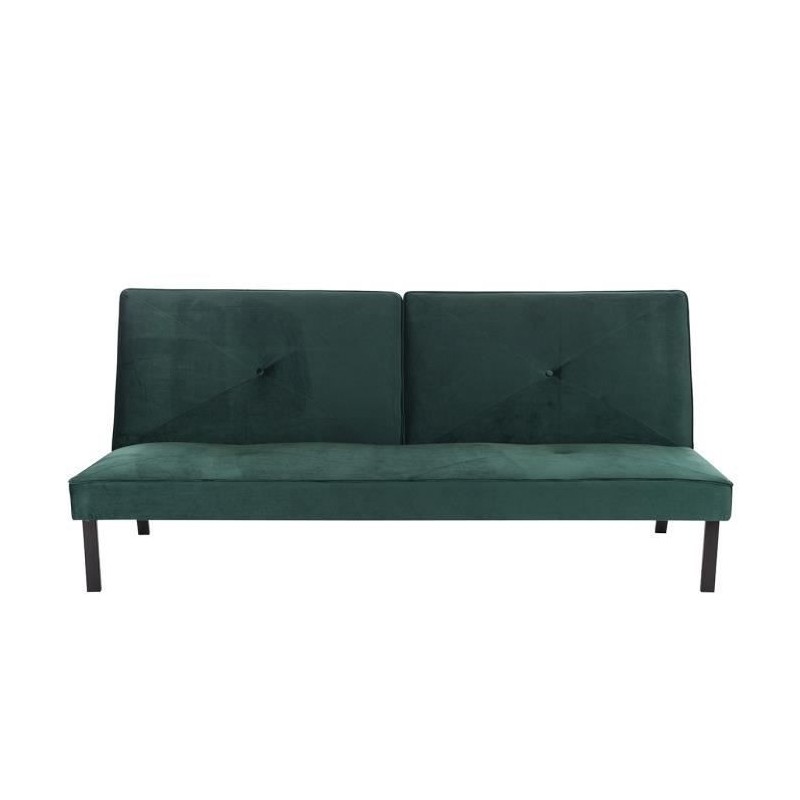 LYNN Banquette clic clac 3 places - Tissu vert - L 190 x P 92 x H 87 cm