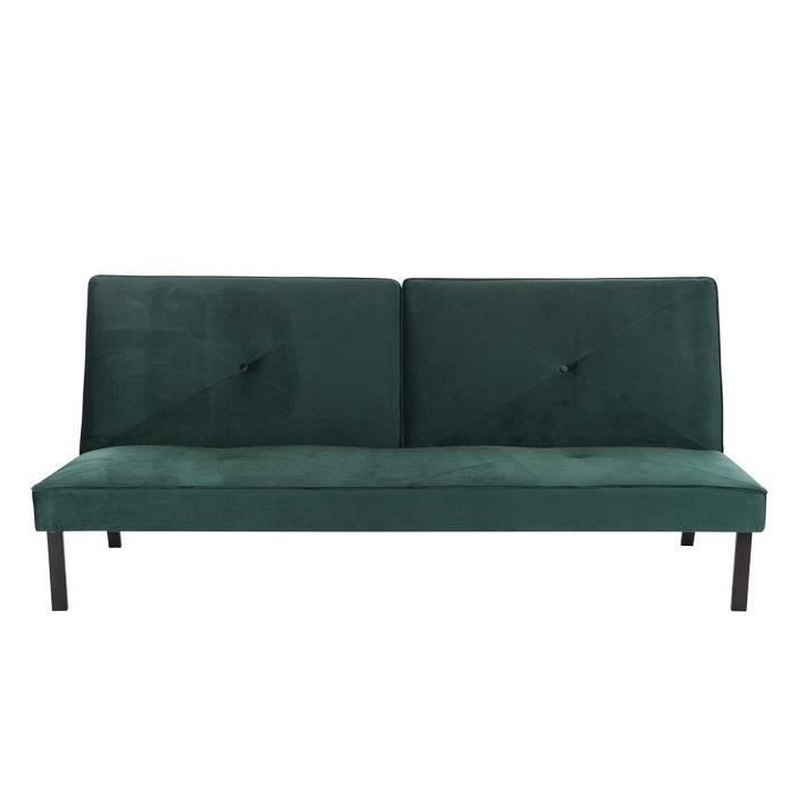 LYNN Banquette clic clac 3 places - Tissu vert - L 190 x P 92 x H 87 c