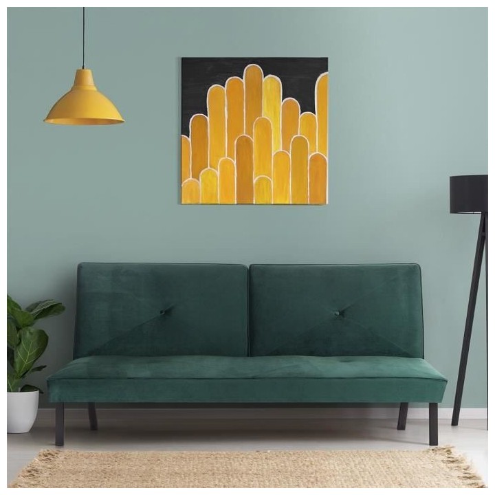 LYNN Banquette clic clac 3 places - Tissu vert - L 190 x P 92 x H 87 c