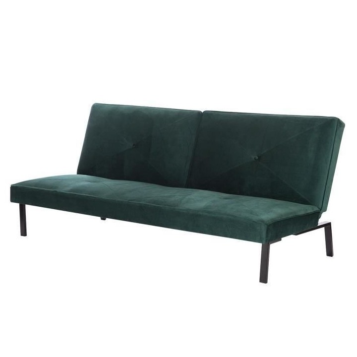 LYNN Banquette clic clac 3 places - Tissu vert - L 190 x P 92 x H 87 c