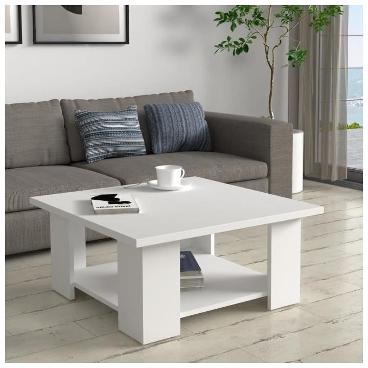 Table basse PILVI - Blanc mat - Contemporain - L 67 x P 67 x H 31 cm