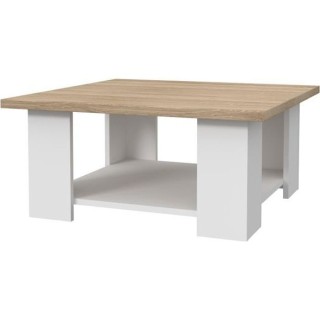 Table basse PILVI - Blanc et chene sonoma - Contemporain - L 67 x P 67
