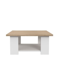 Table basse PILVI - Blanc et chene sonoma - Contemporain - L 67 x P 67 x H 31 cm