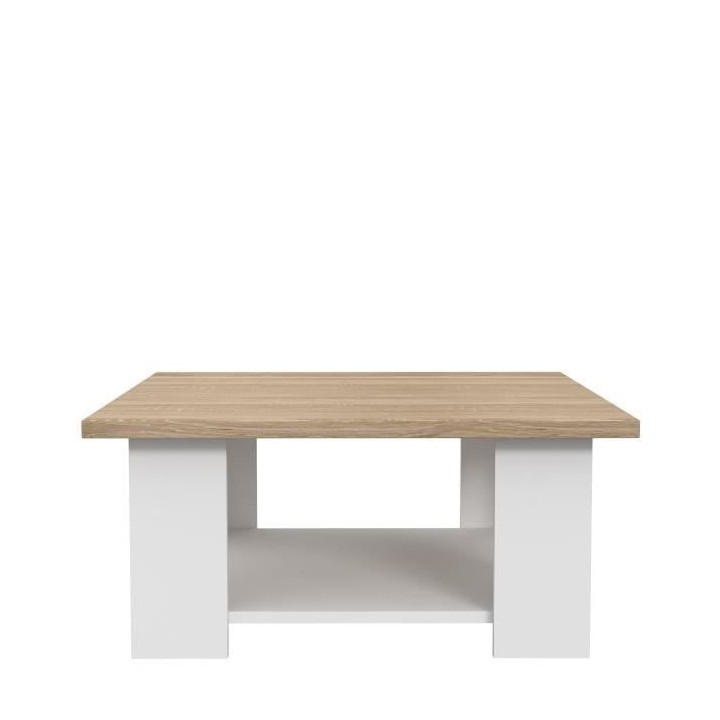 Table basse PILVI - Blanc et chene sonoma - Contemporain - L 67 x P 67
