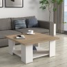 Table basse PILVI - Blanc et chene sonoma - Contemporain - L 67 x P 67 x H 31 cm