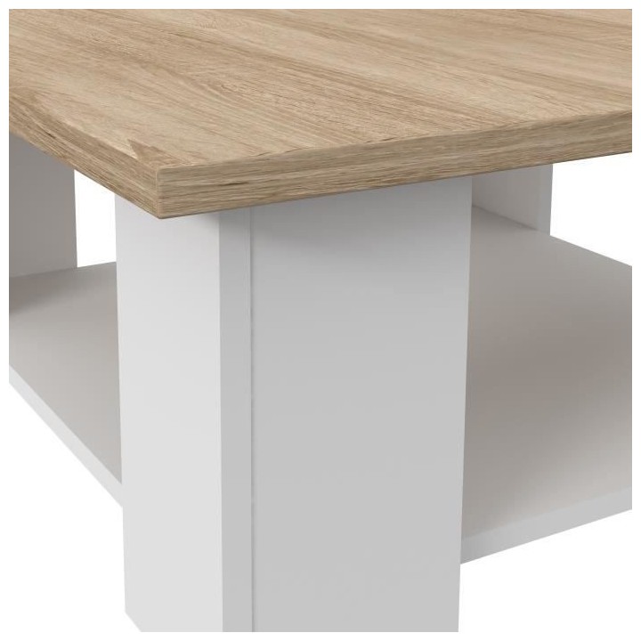 Table basse PILVI - Blanc et chene sonoma - Contemporain - L 67 x P 67