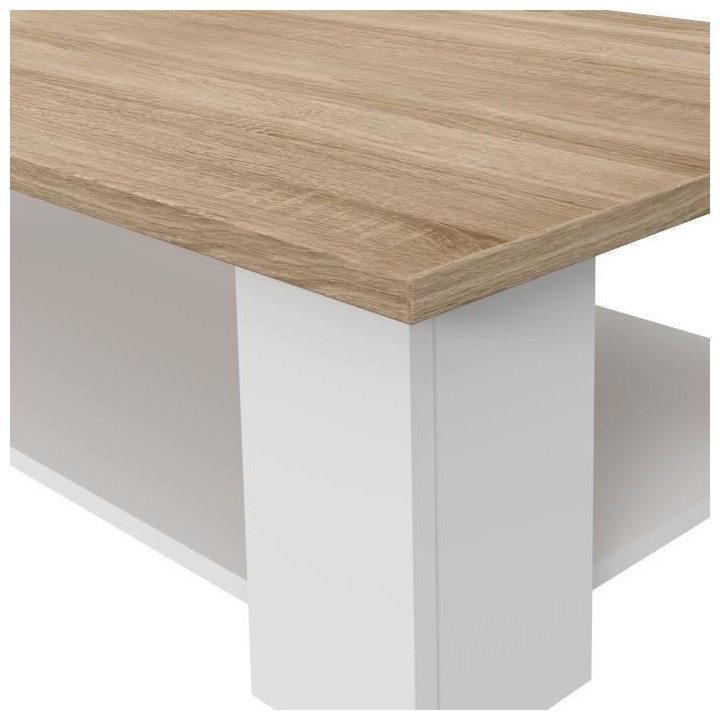 Table basse PILVI - Blanc et chene sonoma - Contemporain - L 67 x P 67