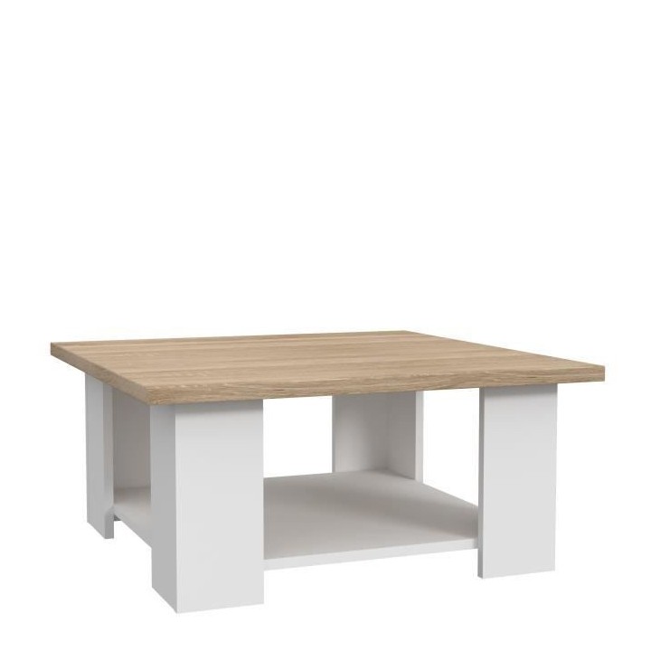 Table basse PILVI - Blanc et chene sonoma - Contemporain - L 67 x P 67