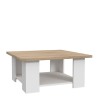 Table basse PILVI - Blanc et chene sonoma - Contemporain - L 67 x P 67 x H 31 cm