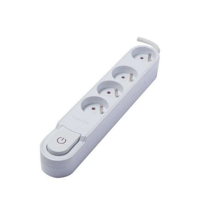 CHACON Bloc multiprise avec interrupteur 4 prises 16A 3m blanc