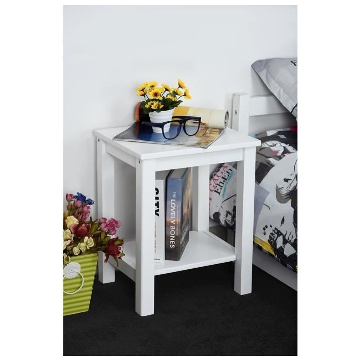 SLUGHORN Lot de 2 chevets en bois pin massif contemporain blanc - L 38