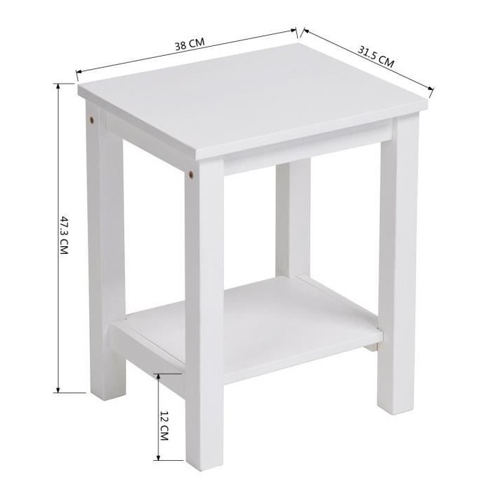 SLUGHORN Lot de 2 chevets en bois pin massif contemporain blanc - L 38