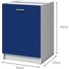 EXTRA - Meuble bas de cuisine L 60cm - Bleu Mat