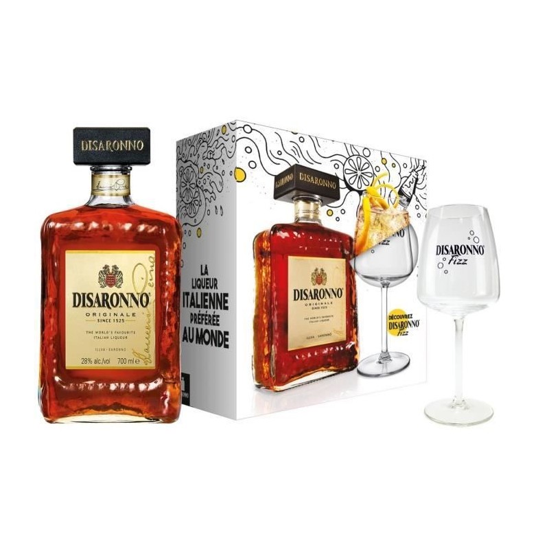 Coffret Disaronno Amaretto Liqueur 28,0% Vol. 70cl + Verre