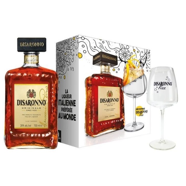 Coffret Disaronno Amaretto Liqueur 28,0% Vol. 70cl + Verre