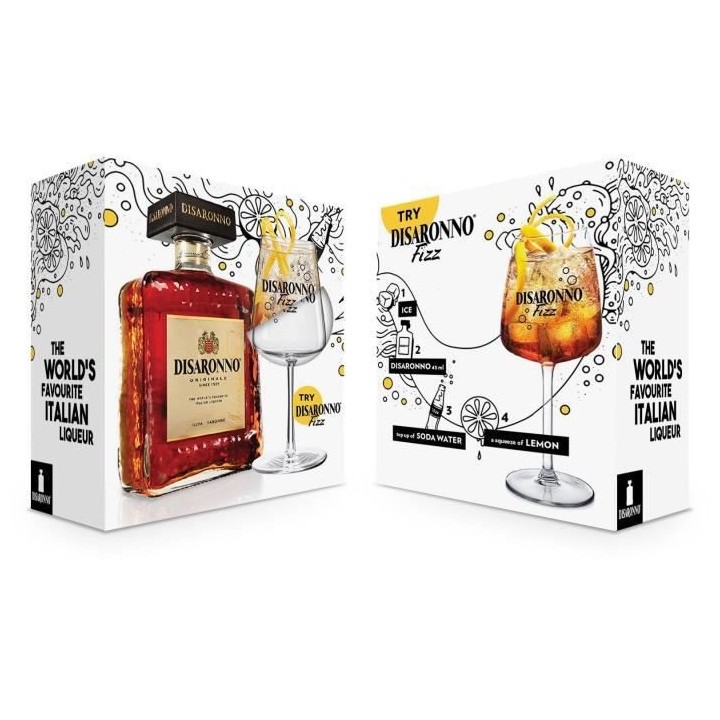 Coffret Disaronno Amaretto Liqueur 28,0% Vol. 70cl + Verre