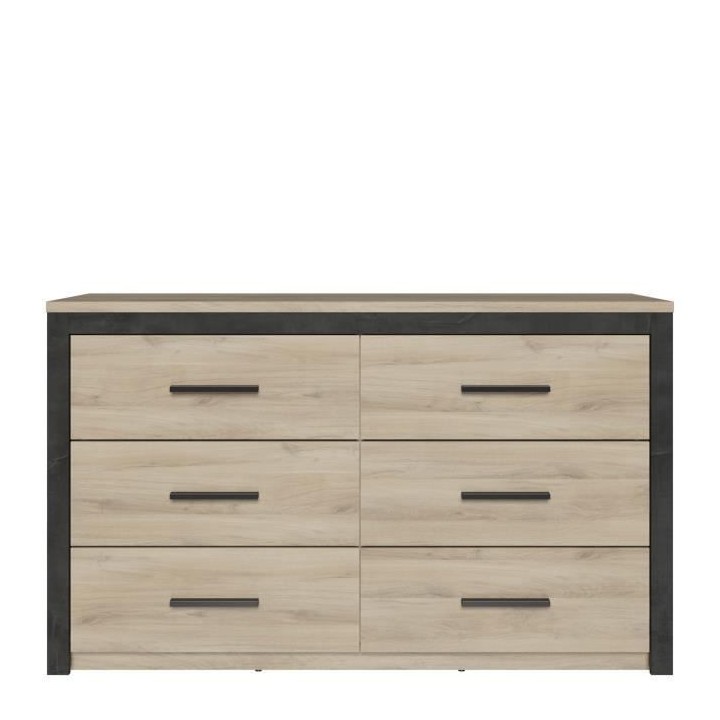 Commode 6 tiroirs Colorado - Décor Chene Kornberg - L 129,1 x H 77,1