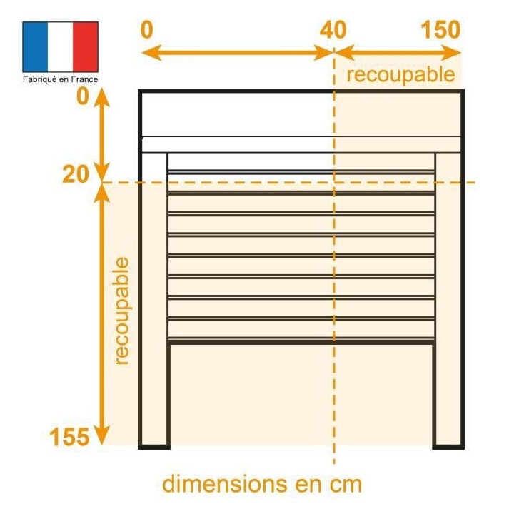 Volet roulant H155 x L150 cm PVC recoupable en largeur et hauteur - Ma