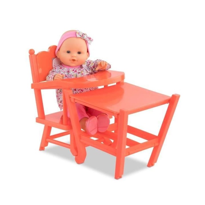 COROLLE - Chaise haute corail - pour poupon 36 et 42cm - des 3 ans