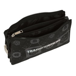 Trousse Fourre-Tout Triple Transformers Noir 22 x 12 x 3 cm