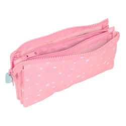 Trousse Fourre-Tout Triple BlackFit8 Globitos Rose 22 x 12 x 3 cm