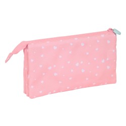 Trousse Fourre-Tout Triple BlackFit8 Globitos Rose 22 x 12 x 3 cm