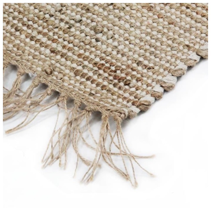 INDIRA Tapis de salon ou chambre - Jute et coton - 120x170 cm - Nature