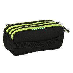 Trousse Fourre-Tout Triple Real Betis Balompié 21,5 x 10 x 8 cm Noir Citron