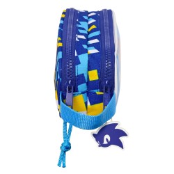 Trousse Fourre-Tout Double Sonic Speed Bleu 21 x 8 x 6 cm