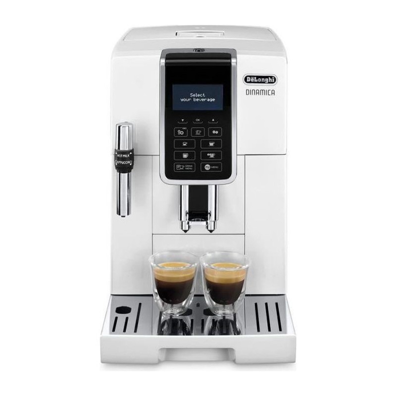 Machine a café automatique DELONGHI Dinamica ECAM 350.35 W - Blanc - Avec buse vapeur Cappuccino - 15 bar