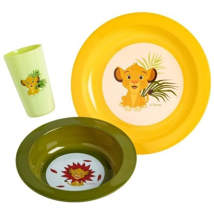 DISNEY Le Roi Lion Coffret repas 3 pieces : assiettes, bol et gobelet