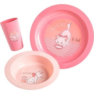 DISNEY Coffret repas 3 pieces Marie : assiette, bol et gobelet - En po