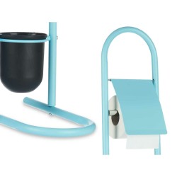 Dérouleur papier toilette avec pot à balai 16 x 28,5 x 80,8 cm Bleu Métal Plastique Bambou (4 Unités)