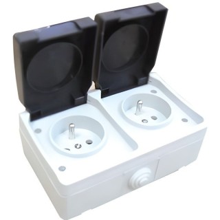 Double prise de courant 2 Pôles + terre Aquatop étanche IP44