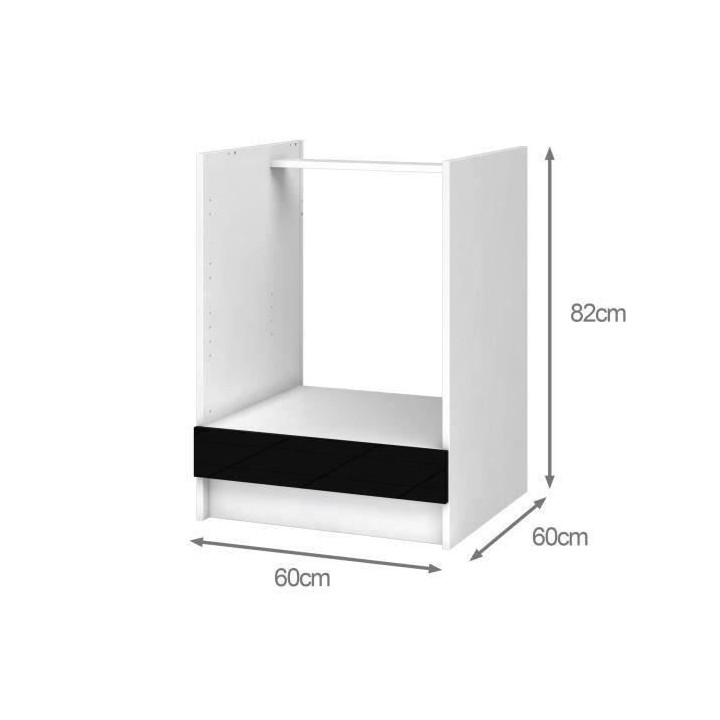 EXTRA - Meuble four de cuisine L 60cm - Noir Laqué