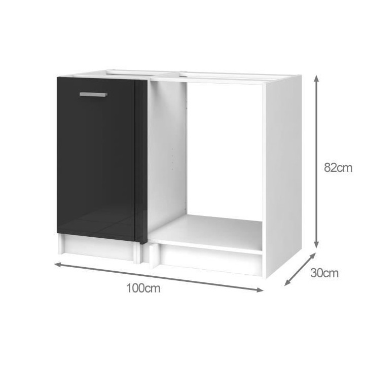 EXTRA - Meuble d'Angle de cuisine L 100cm - Gris Laqué