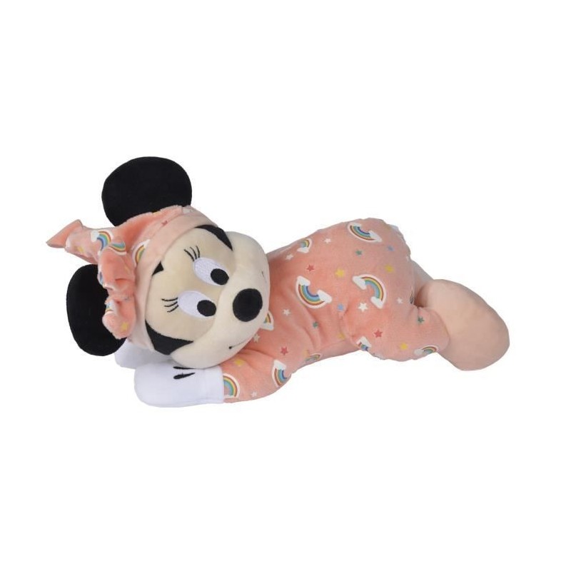 Disney Peluche Minnie 'Brille dans la nuit' Rose - L 30 x P 18 x H 26 cm - Rose