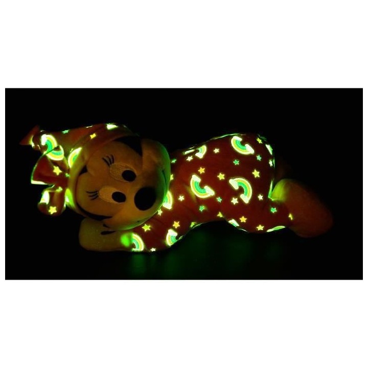 Disney Peluche Minnie 'Brille dans la nuit' Rose - L 30 x P 18 x H 26