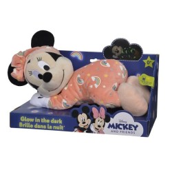 Disney Peluche Minnie 'Brille dans la nuit' Rose - L 30 x P 18 x H 26 cm - Rose