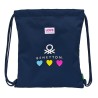 Sac à dos serré par des ficelles Benetton Love Blue marine (35 x 40 x 1 cm)