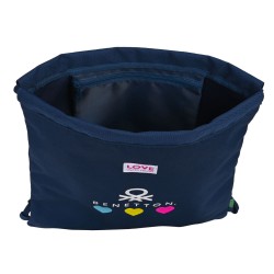 Sac à dos serré par des ficelles Benetton Love Blue marine (35 x 40 x 1 cm)