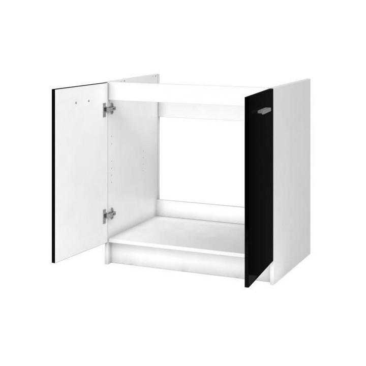 EXTRA - Meuble Evier de cuisine L 80cm - Noir Laqué